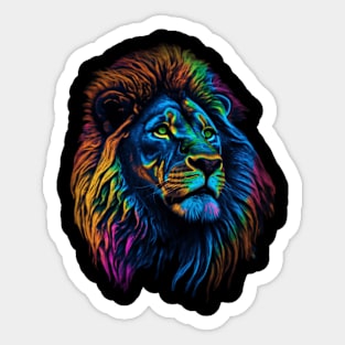 Lion, Neon Glow, King of the Dance Floor - Party Sticker